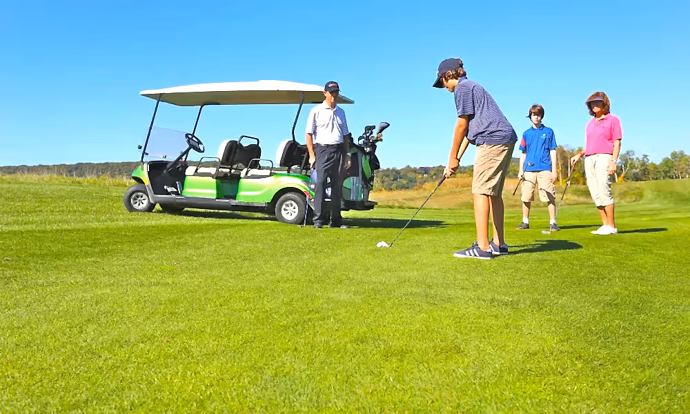 A family golfing at a resort close to New York City